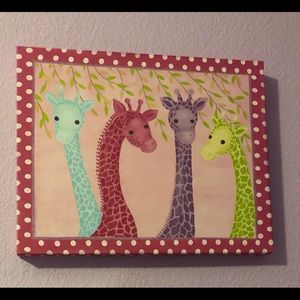 Colorful giraffe canvas 16x20 inches